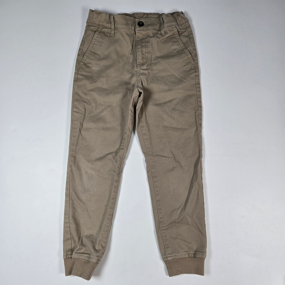 Janie and Jack Jogger Pants Boys 7 Khaki Tan Twill Chino Stretch Casual Tapered